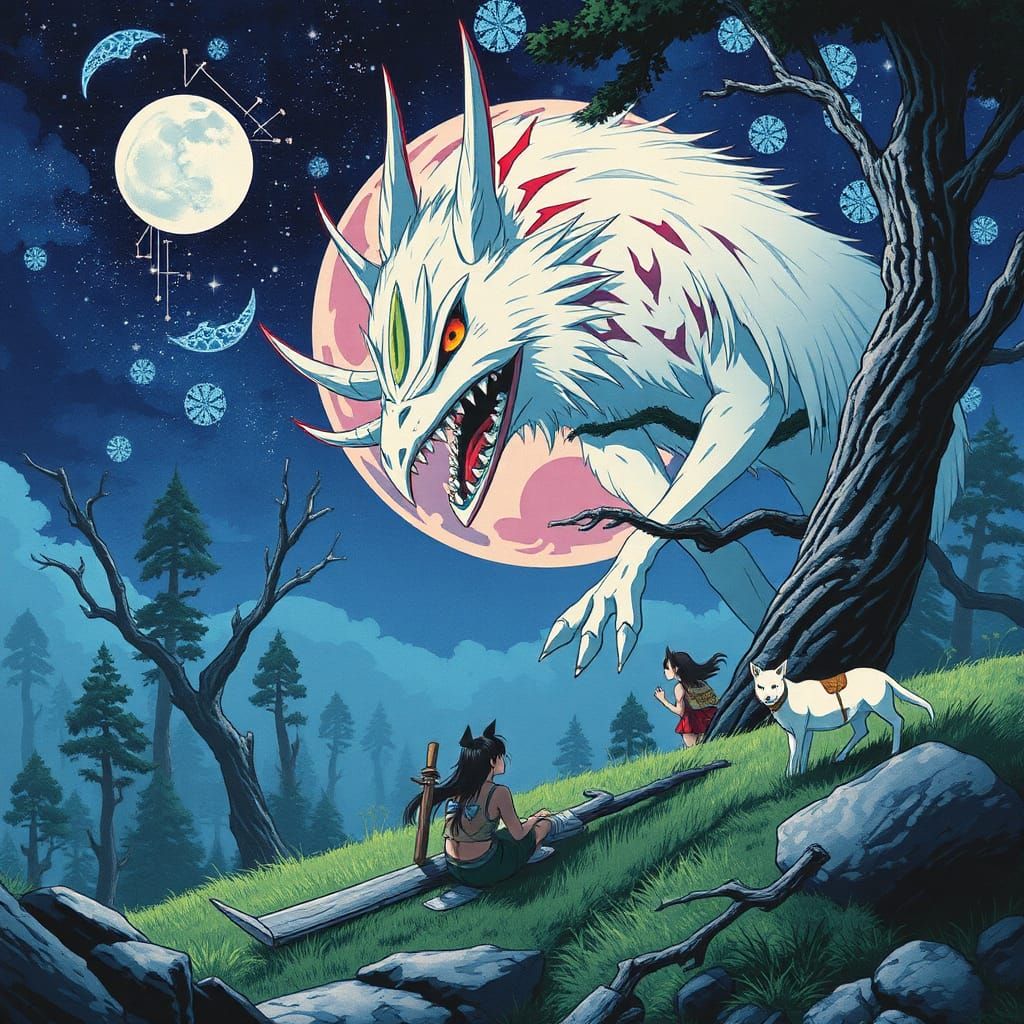Surreal Scene in Mononoke Anime Style