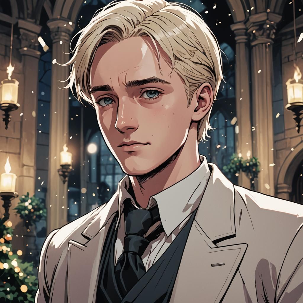Draco Malfoy at Yule Ball in Anime Style