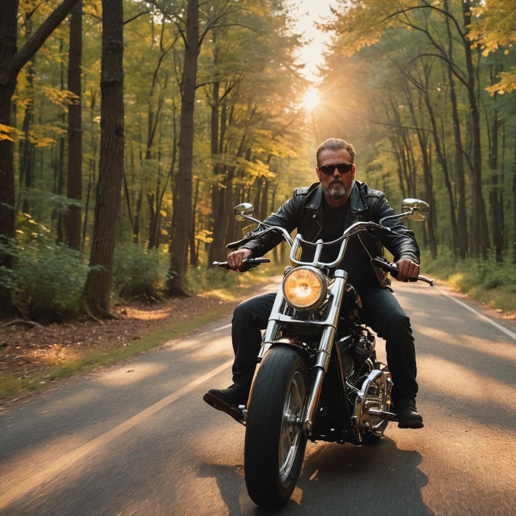 Harley Davidson Chopper at Sunset: Cinematic Photography