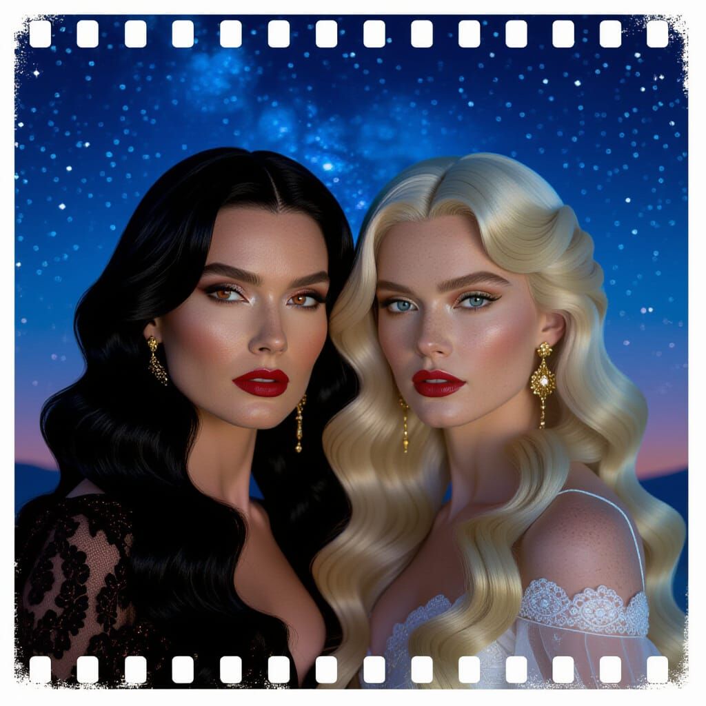 Dual Goddess Portrait in Cinematic Style