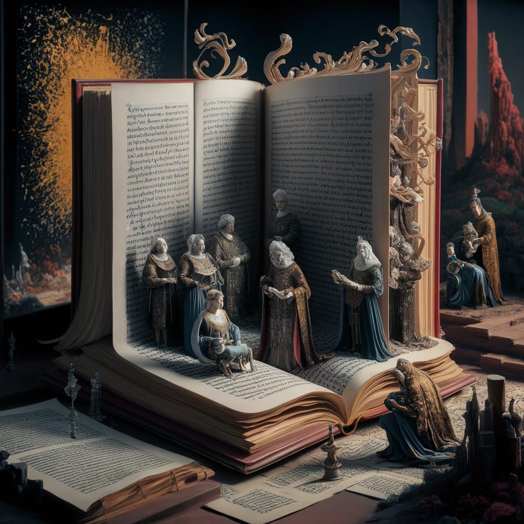 Renaissance Diorama: Book Carving Art in 8k