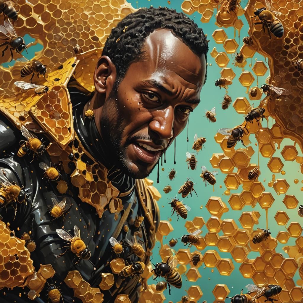 Hyperrealistic Candyman Eats Honeycomb