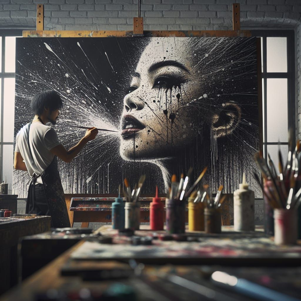 Splatter Art Masterpiece in Artist's Studio