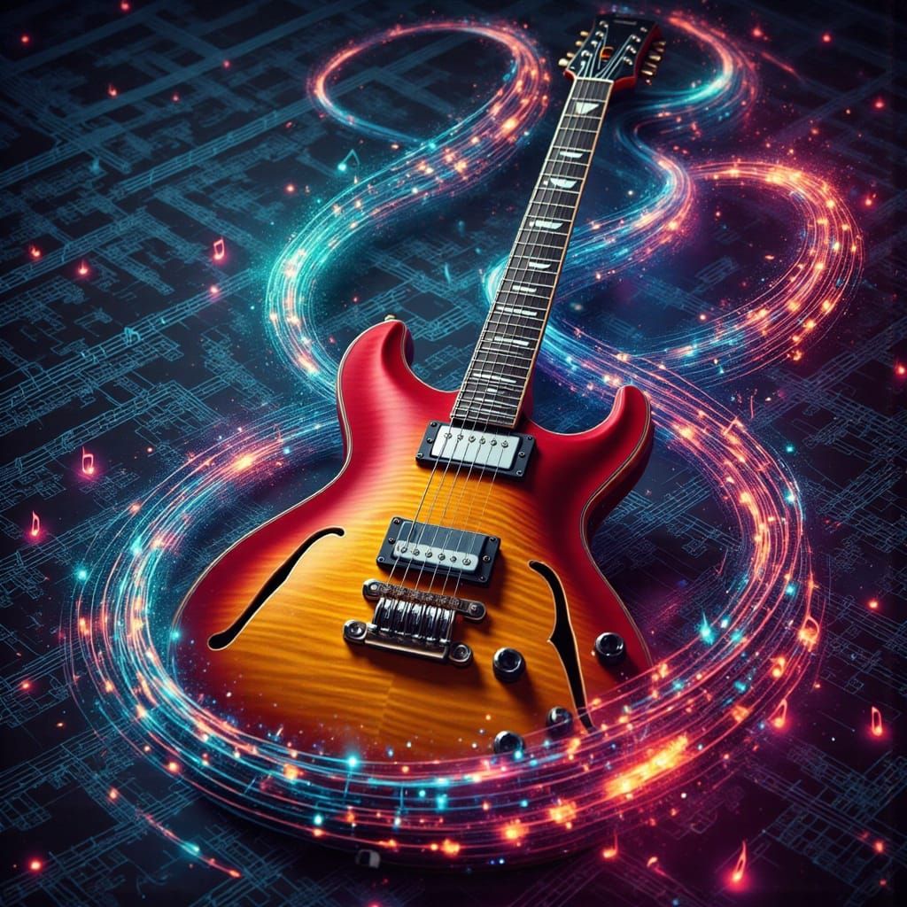 Epic Electric Guitar Portrait in Cinematic Style