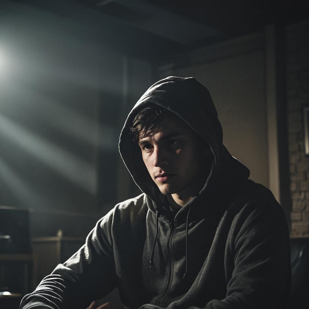 Eerie Film Noir: Man in Headphones