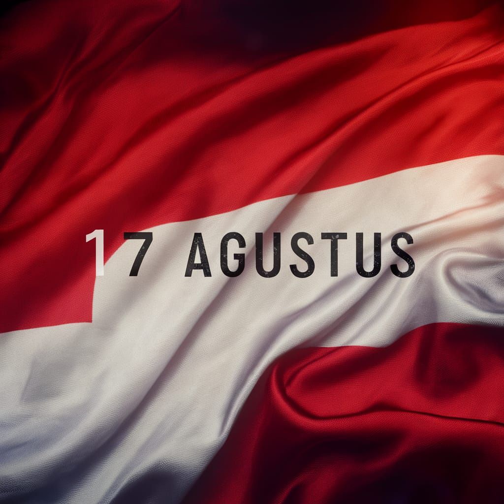 Indonesian Flag with 17 Agustus in Matte Painting