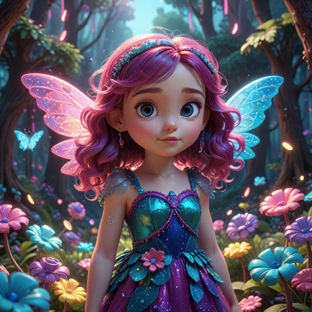 Baby Fairy in a Candy Forest: 3D Digital Art