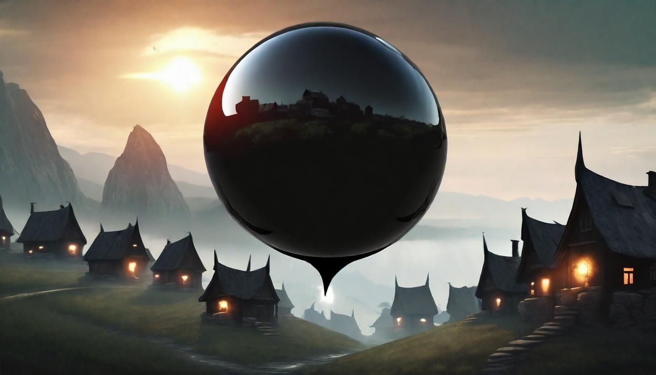 Mysterious Obsidian Orb Levitates: Dark Fantasy Art