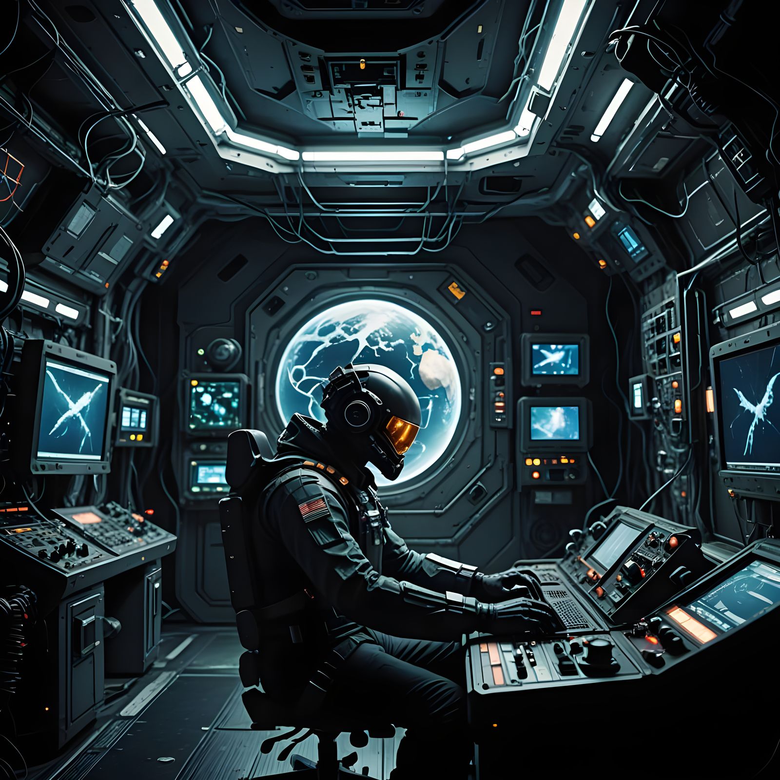 Zero-Gravity Villain's Lair in Space Station