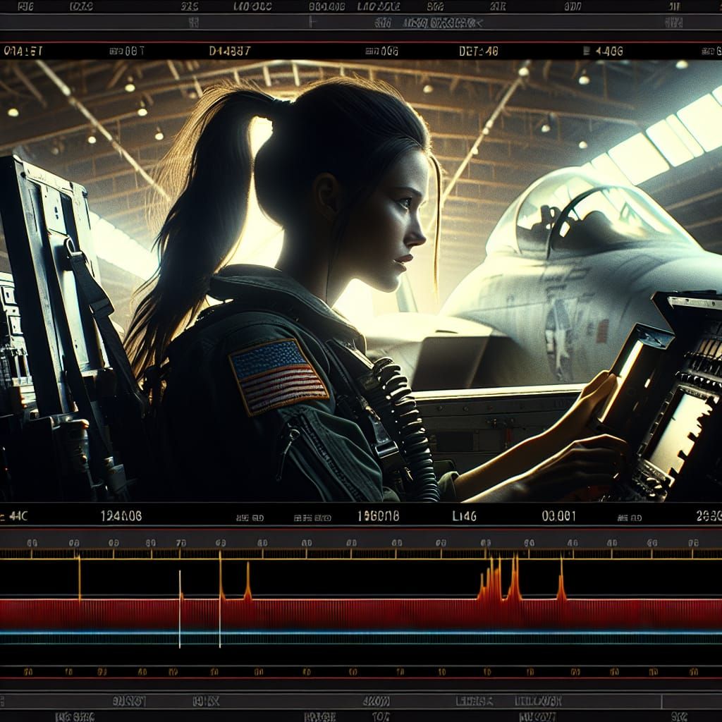 Female Fighter Pilot in F-14 Tomcat, Cinematic Style