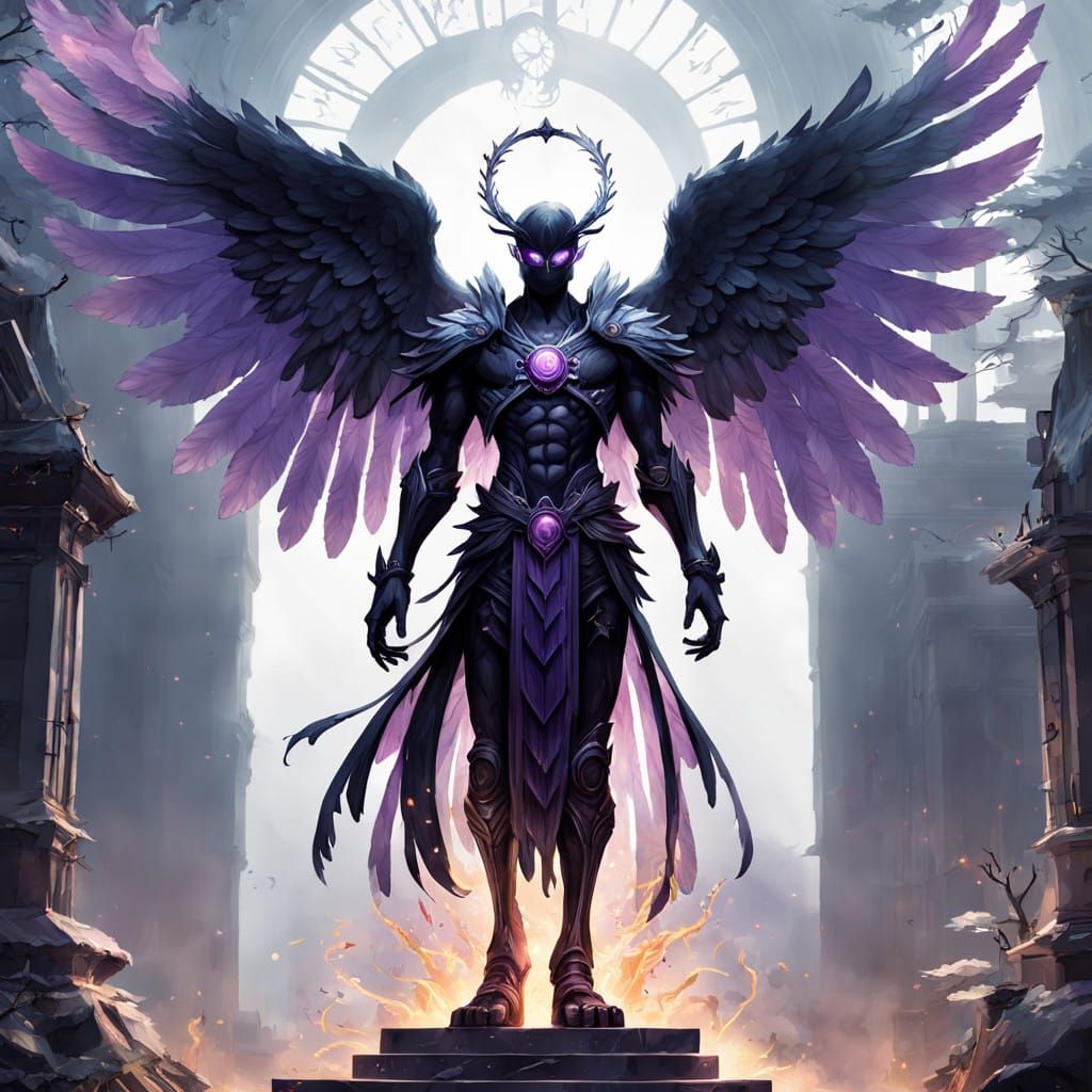 Ethereal Angelic Guardian in Cyberpunk Splendor