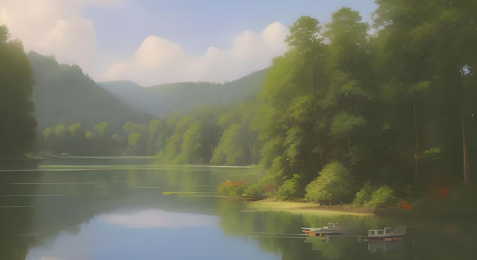 Lush Summer Landscape Oil Painting