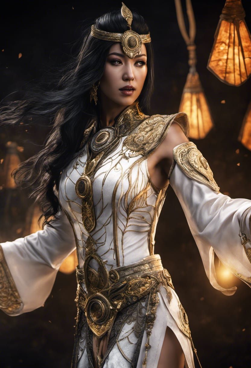 Warrior Priestess Ashrah with Glowing Sword