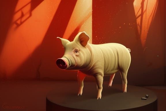 Detailed Pig Portrait by Greg Rutkowski, Artgerm, WLOP