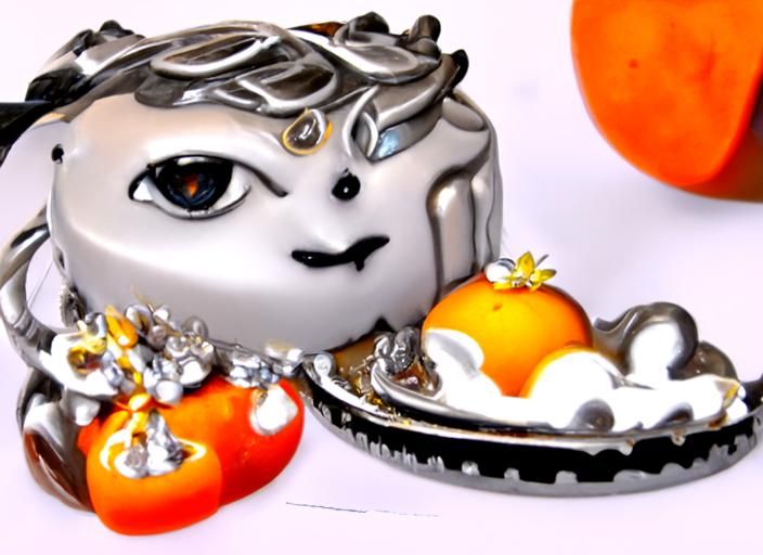 Cute Silver Orange on Cream Cake