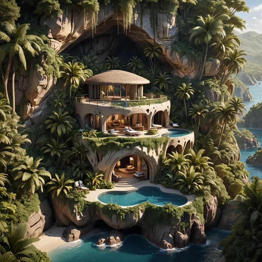 A breathtaking artistically sculpted cave villa overlooking ...
