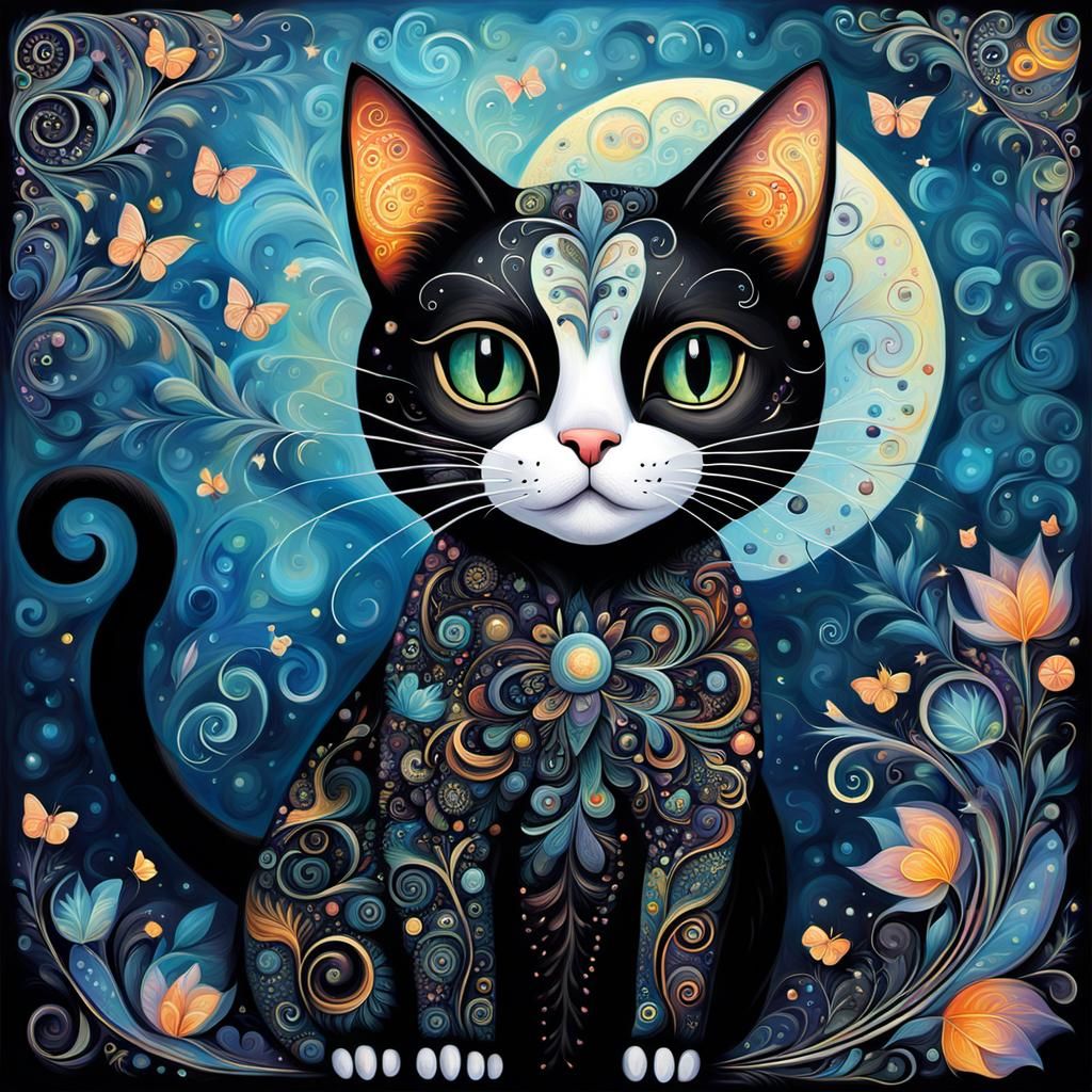Enchanting Fairy Cat Oil Painting