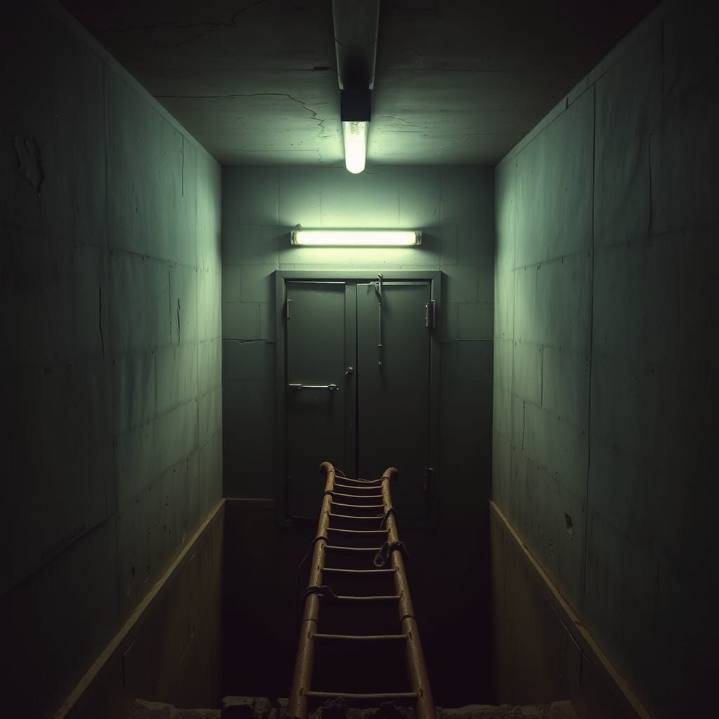 Abandoned Industrial Bunker in Cinematic Film Style