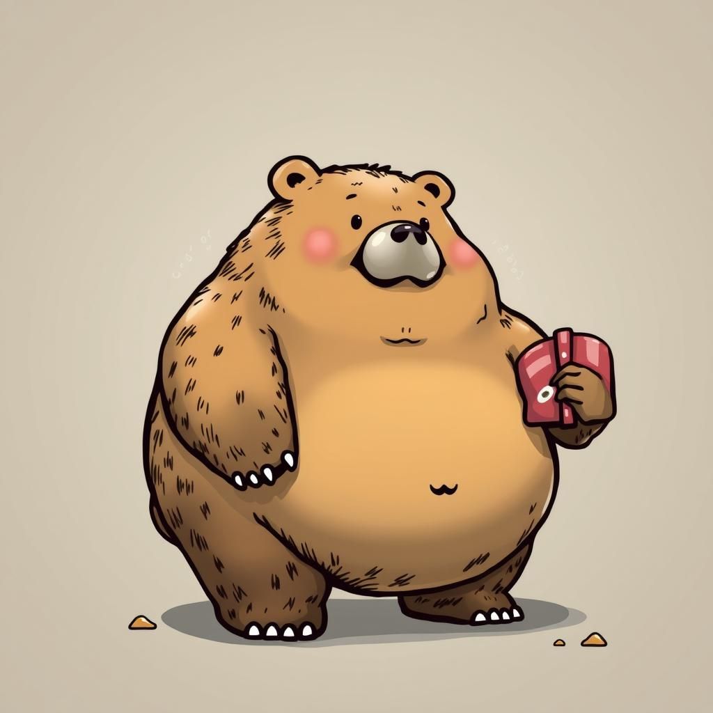Obese Bear-Boognish Cartoon Illustration