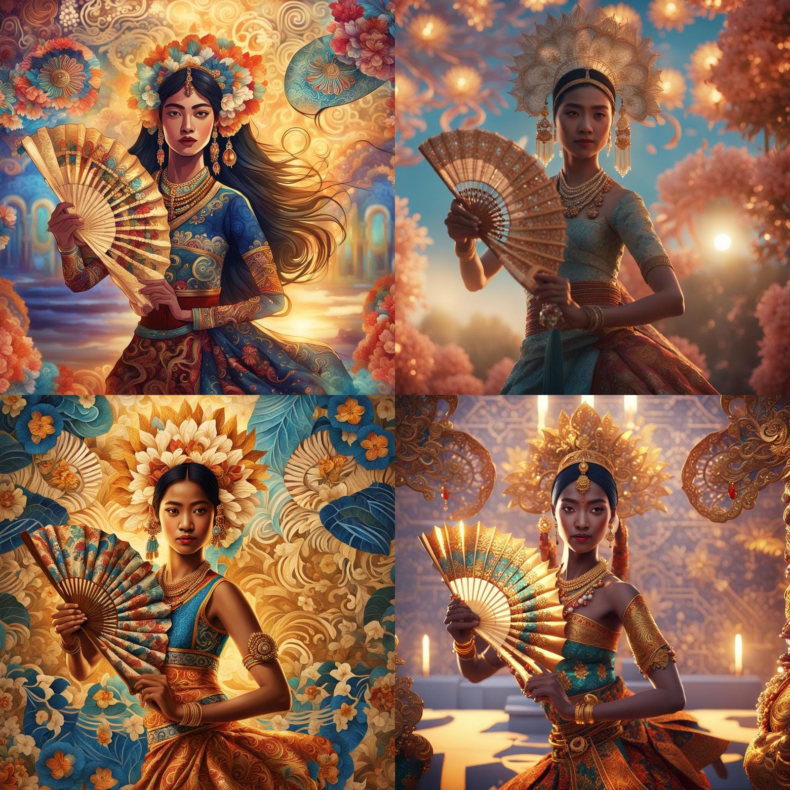 Indonesian Woman in Traditional Dress, Digital Art