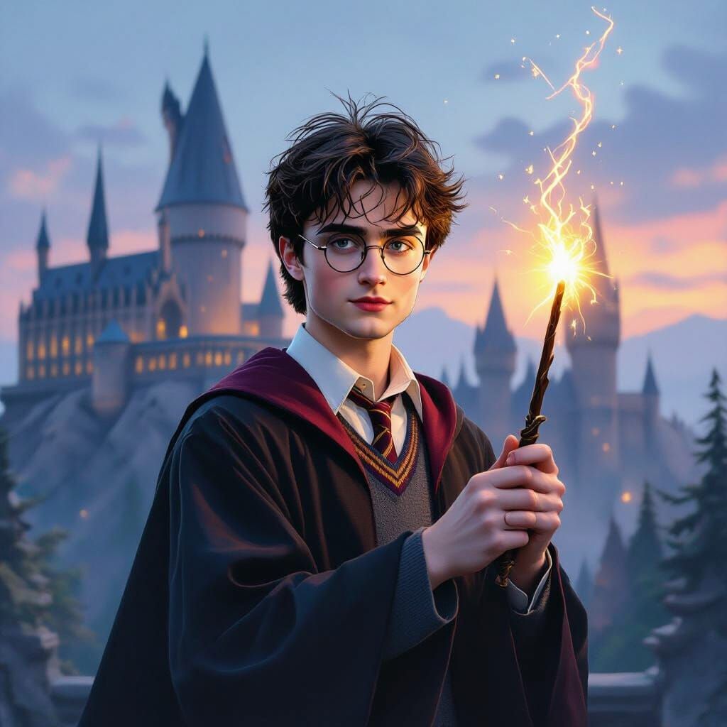 Wizard Boy with Wand in Castle Twilight