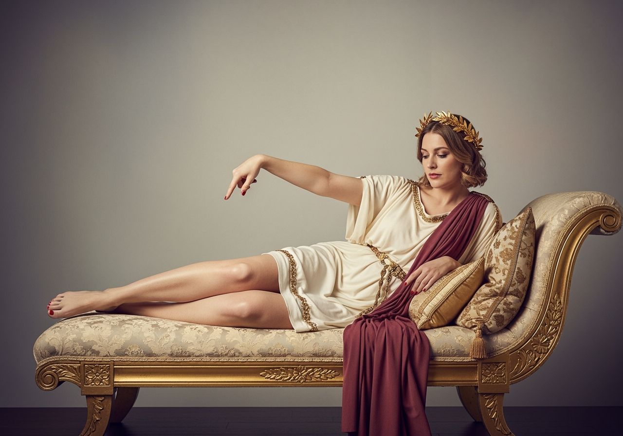 Roman Empress Lounging on Gold Chaise Longue