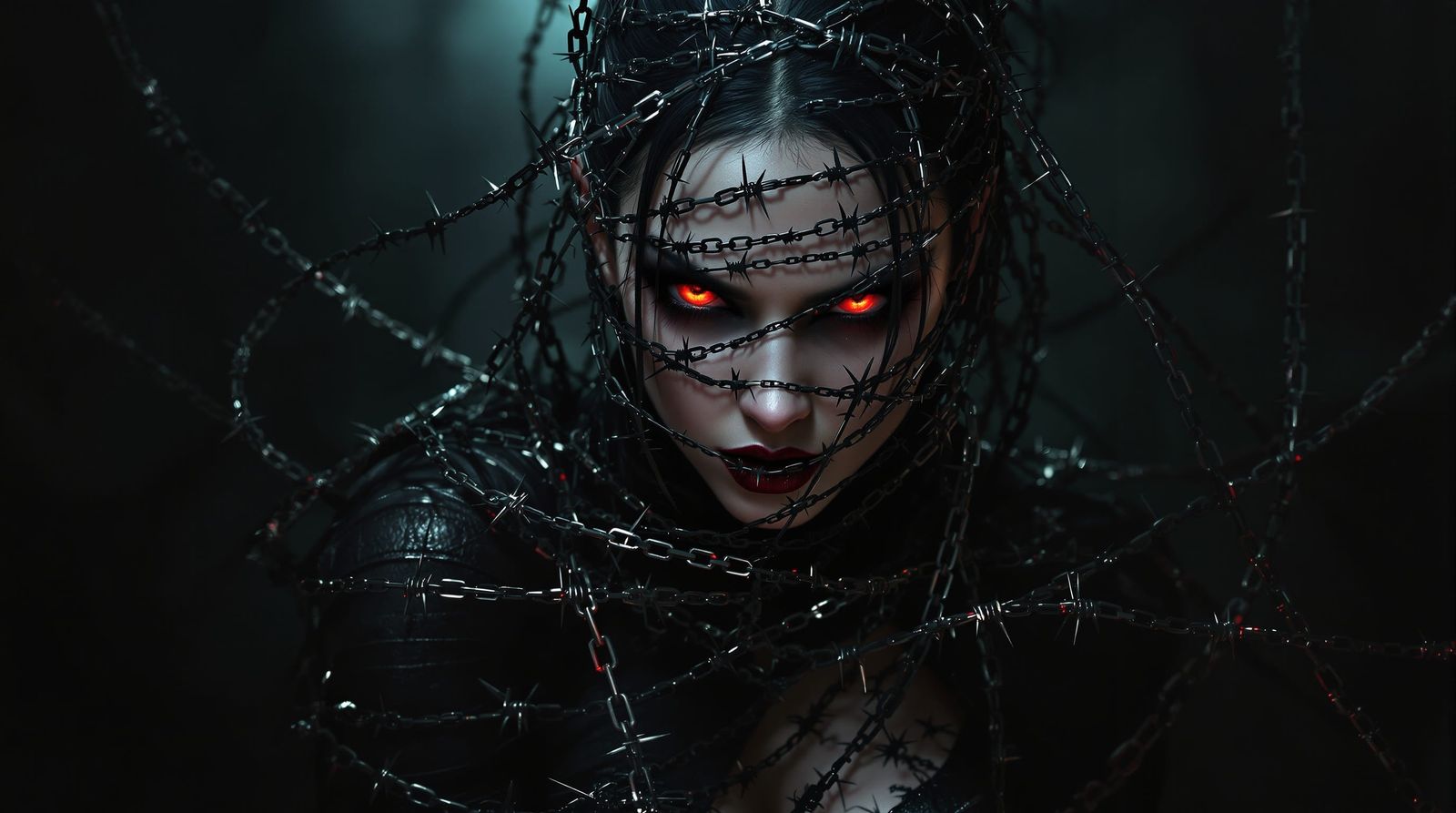 Gothic Beauty in Metallic Chains - Photorealistic Digital Ar...