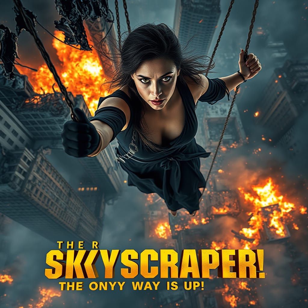 Desperate Woman Hangs from Shattered Skyscraper Edge