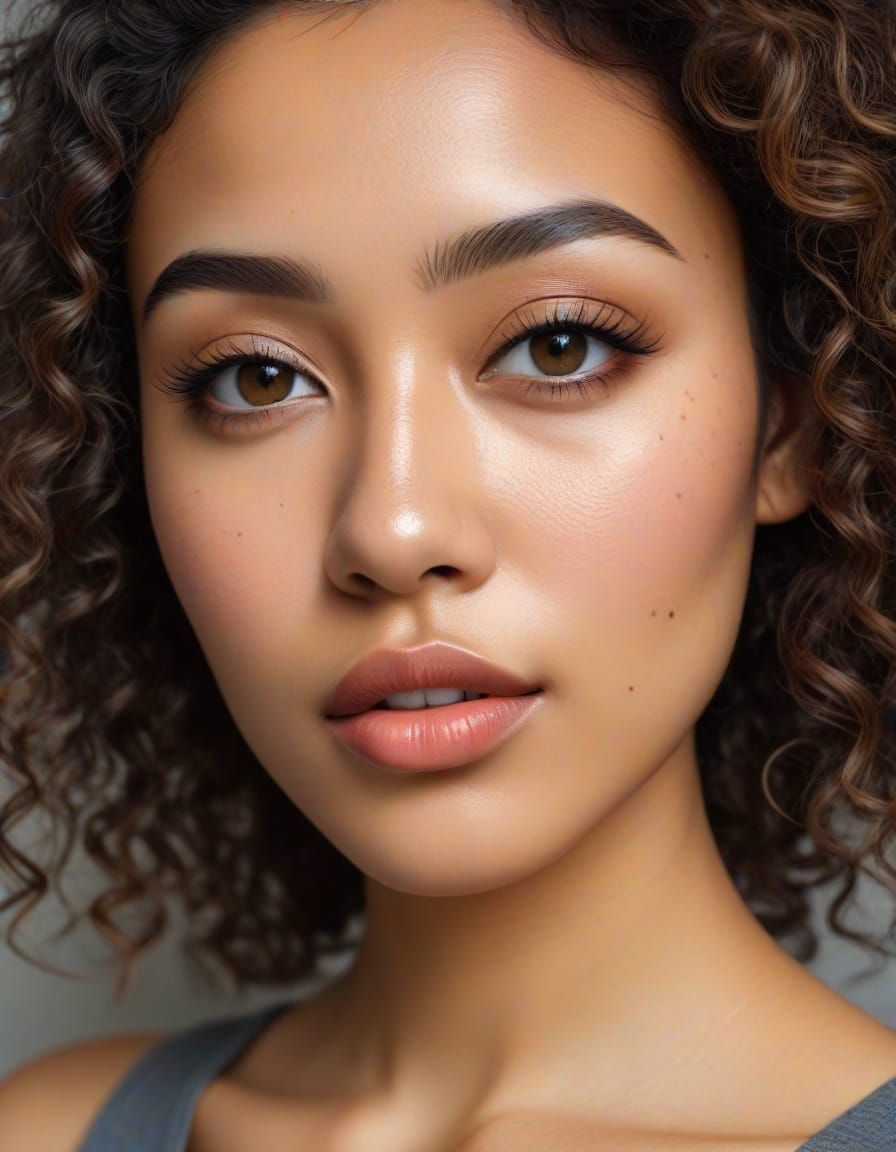 Sensual Woman in Portrait with Distinctive Features