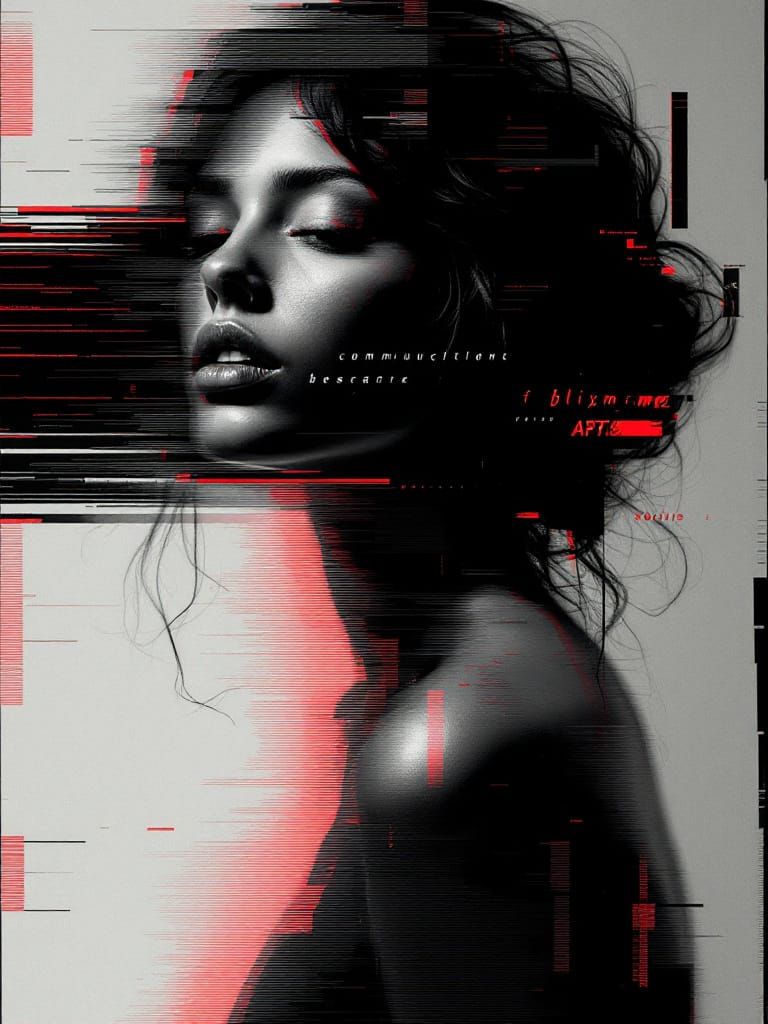 Glitch Art Figure Study with Fragmented Typography