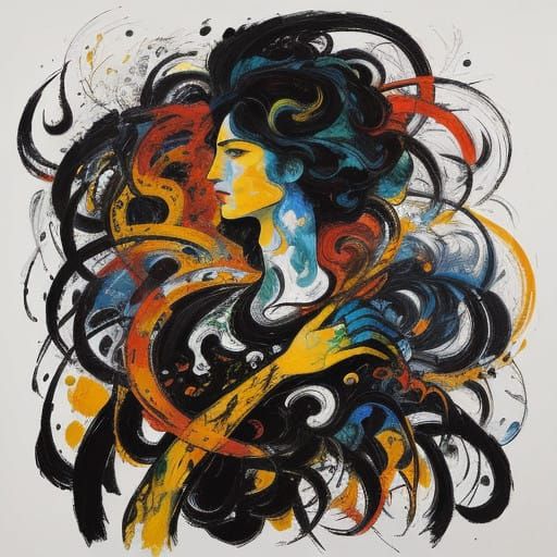 Woman in Bold Black and White with Vibrant Accents