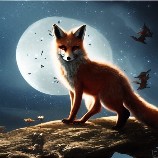 Starry Fox of the Moon: Digital Matte Painting