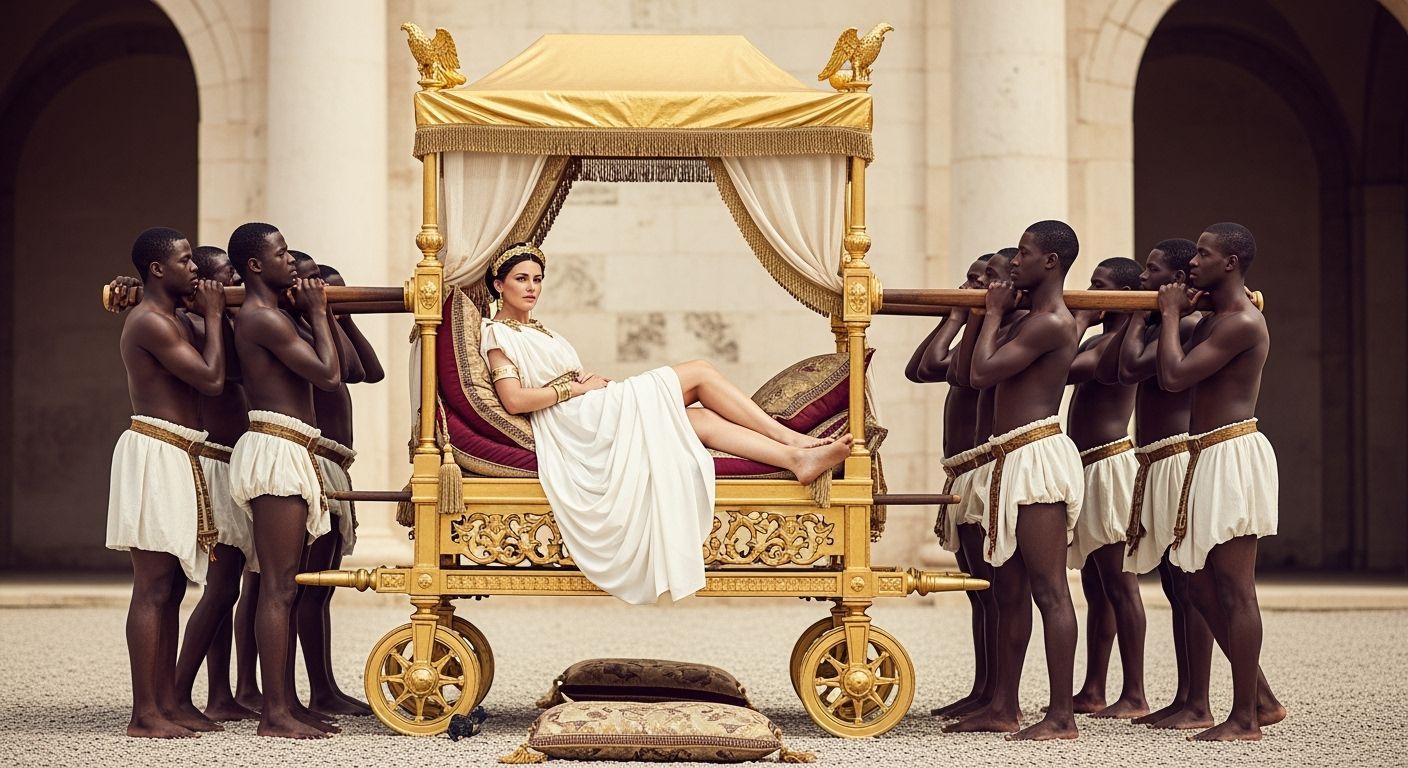 Roman Empress Lounging on Imperial Litter Divan