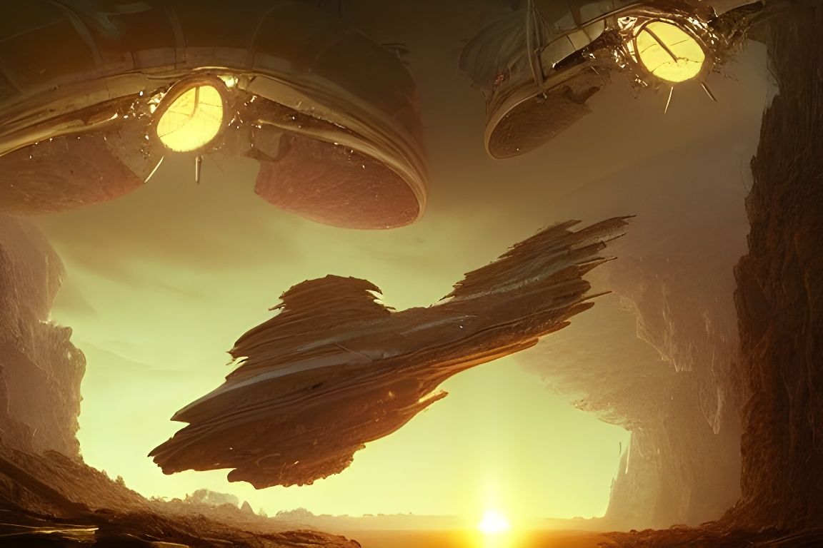 Crashed Alien Ship: Hyperdetailed Digital Painting