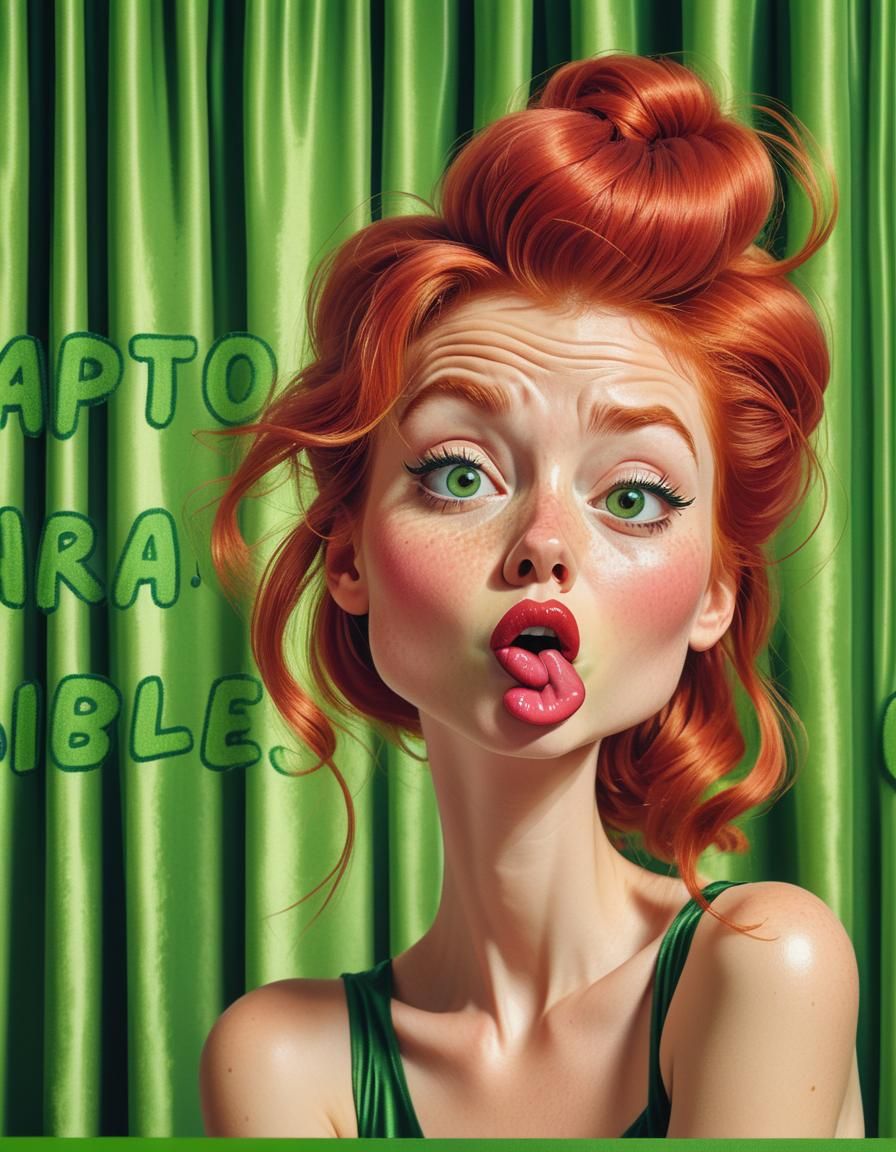 Cartoon Woman with Kissing Lips Poster Art