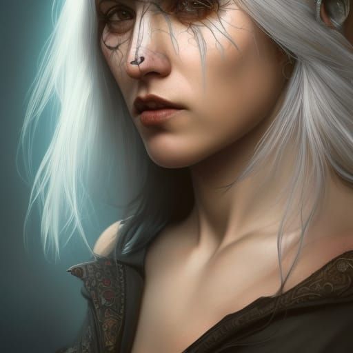 Fantasy Witch Portrait in Hyperrealistic Style