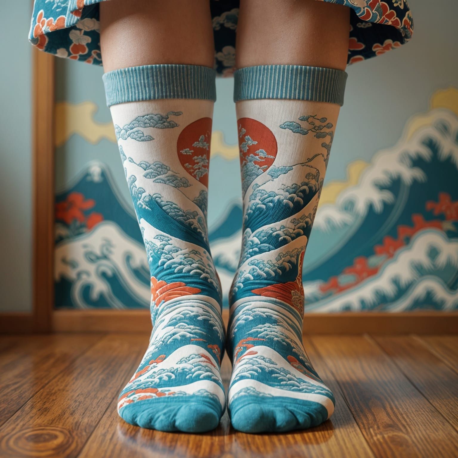 Ukiyo-e Japanese Landscape Sock Design