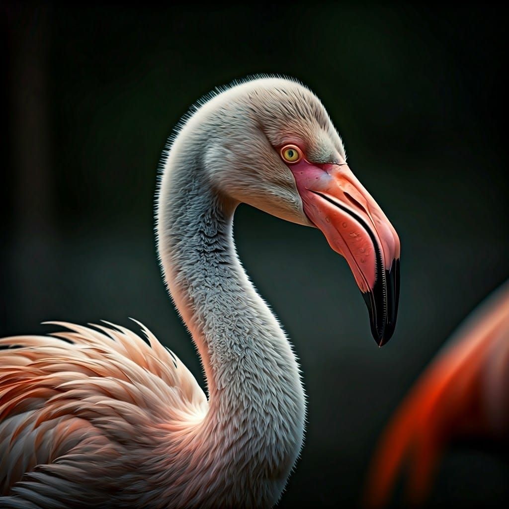 Baby Flamingo Portrait in Impasto Style