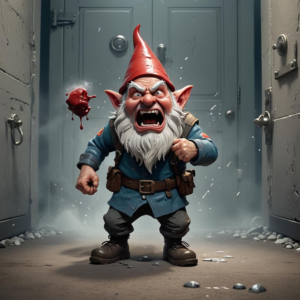 Angry Space Gnome Screaming in Rage: 3D Digital Art