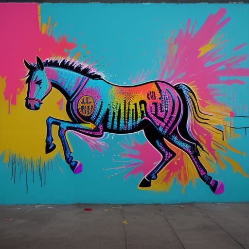 Vibrant Urban Horse Street Art
