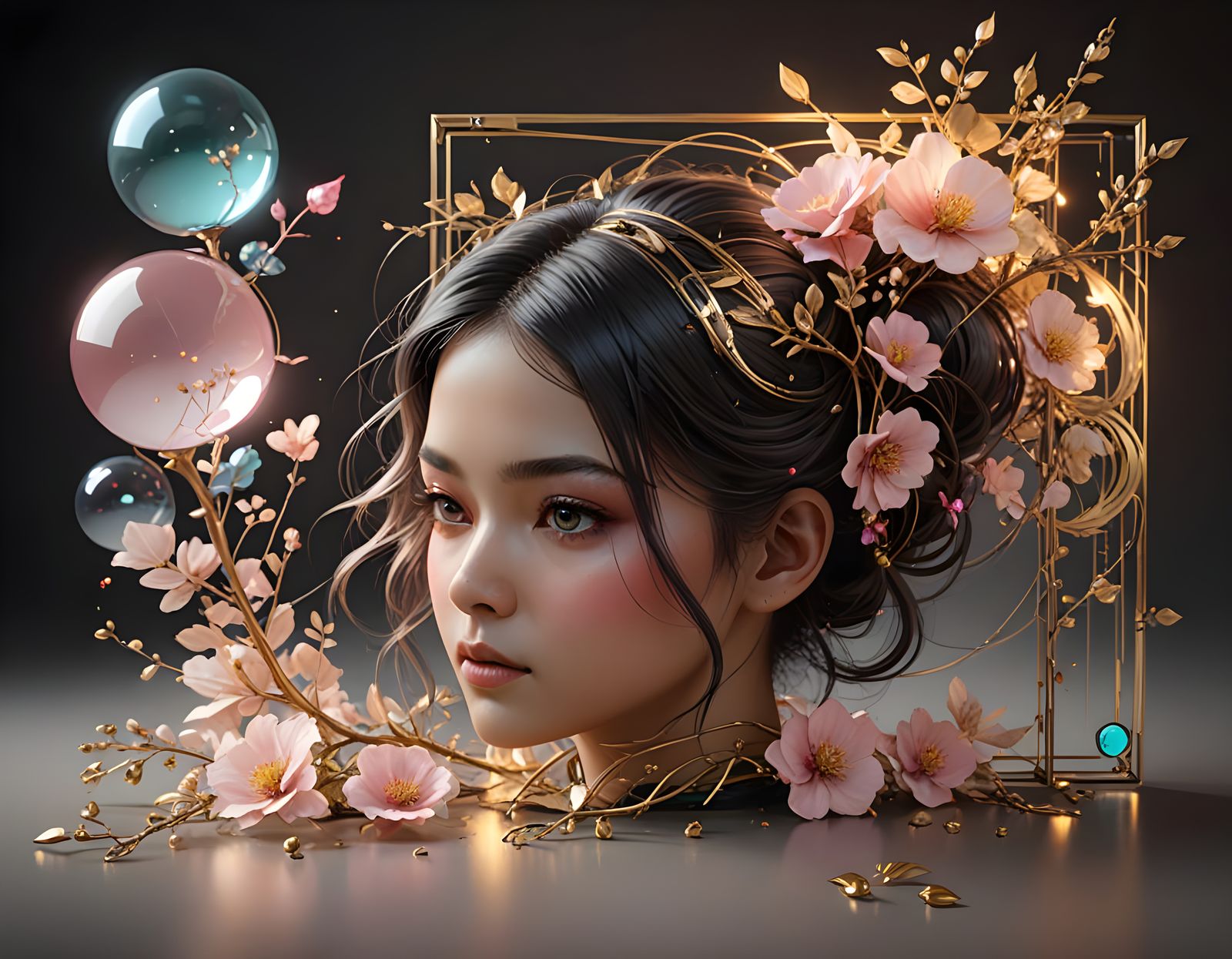 Whimsical Bird Portrait in Vibrant Sumi-e Style