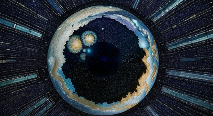 O'Neill Cylinder Interior in Starry Night Style