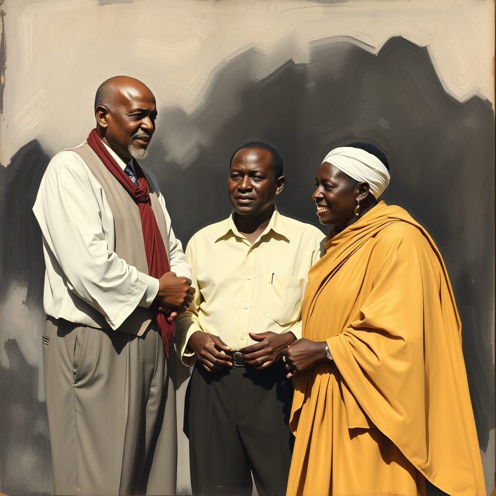 South African Artists Style Linocut Image