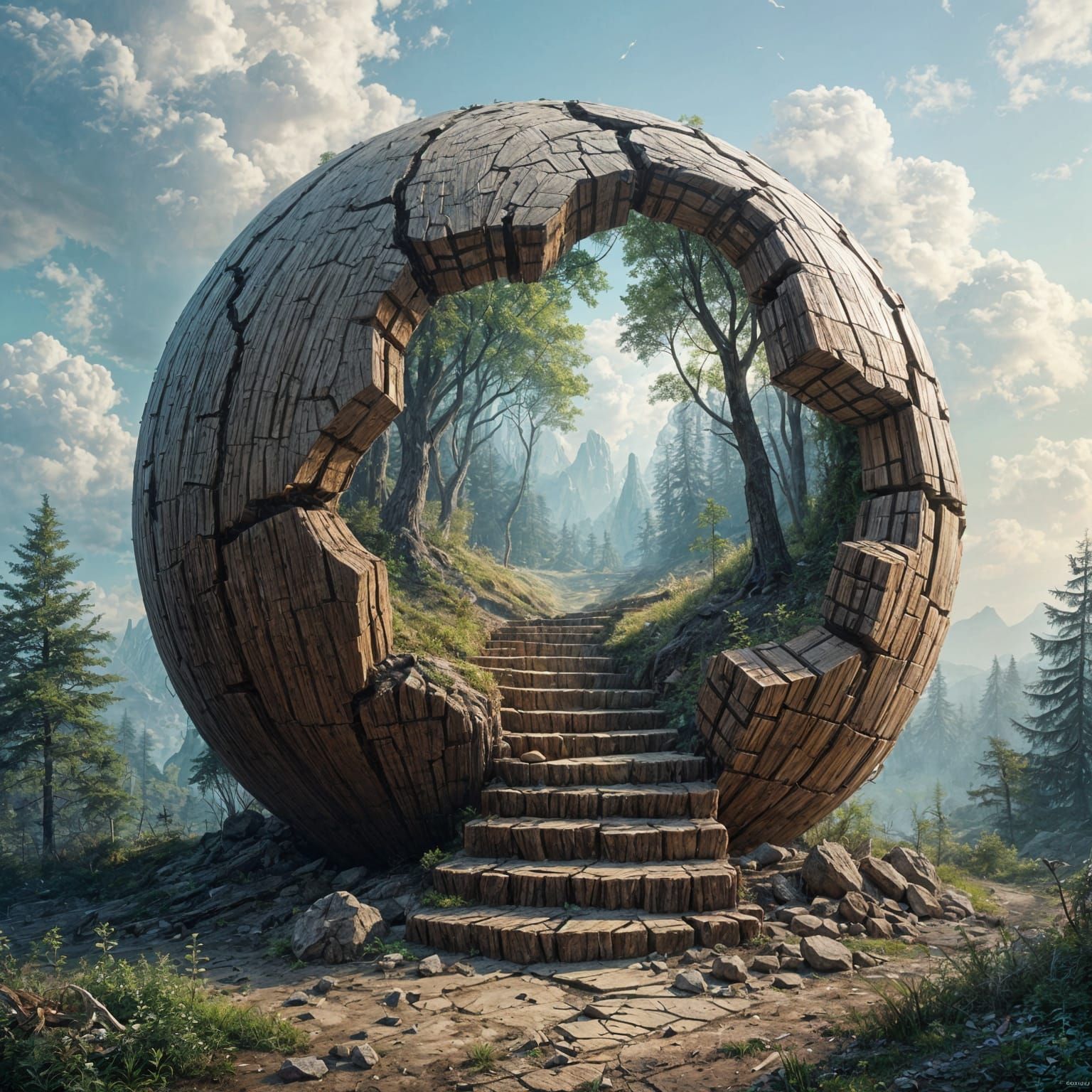 Cracked Wood World Reveals Fantasy Landscape