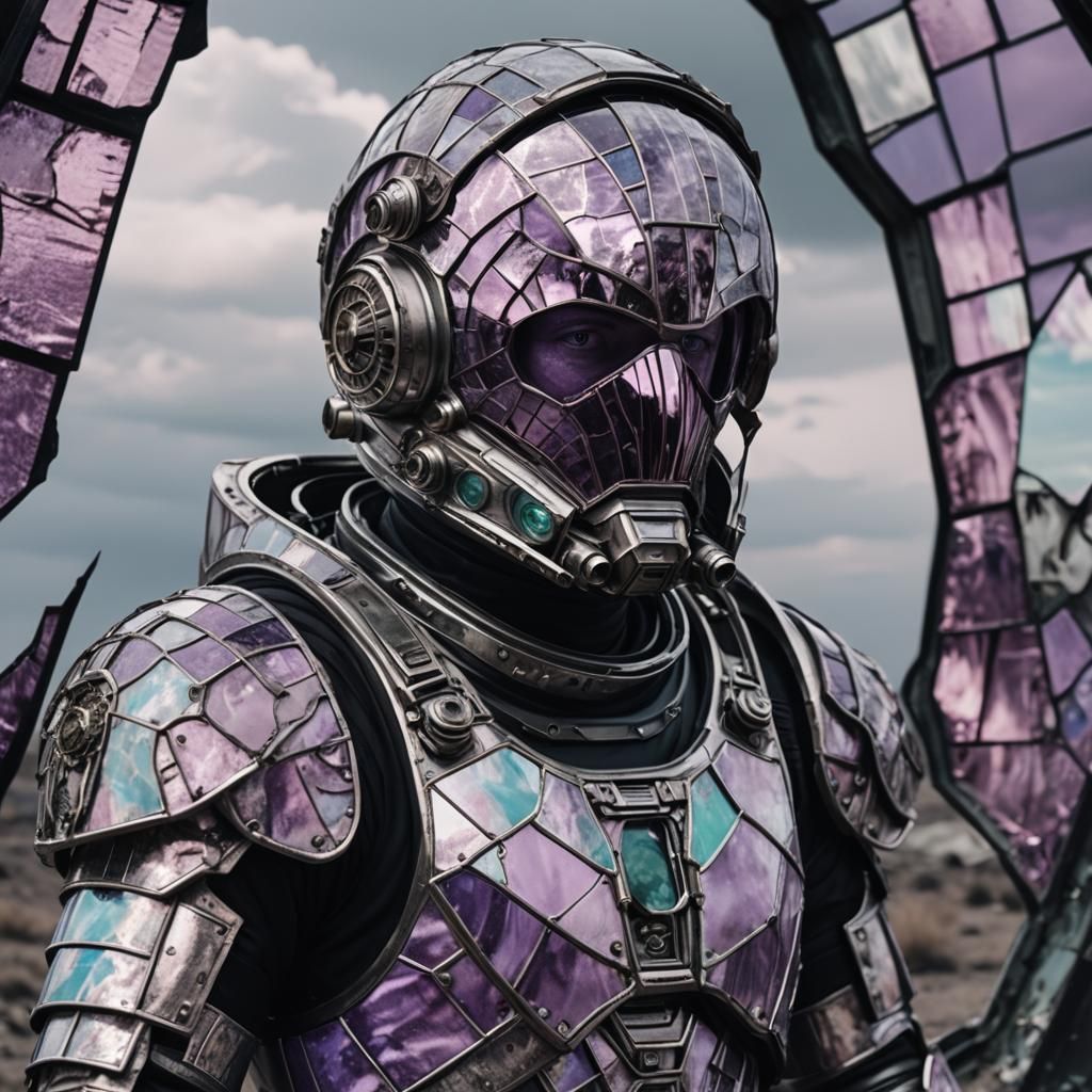 Astronaut in Stained Glass Biomechanical Armor
