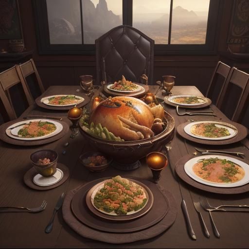 Thanksgiving Feast: Detailed Matte Painting in California