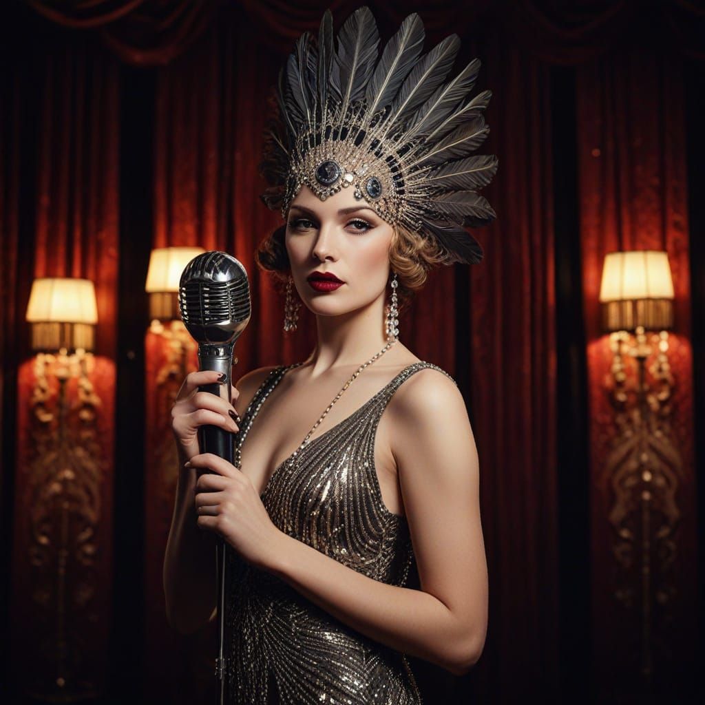 Glamorous Showgirl in 1920s Cabaret