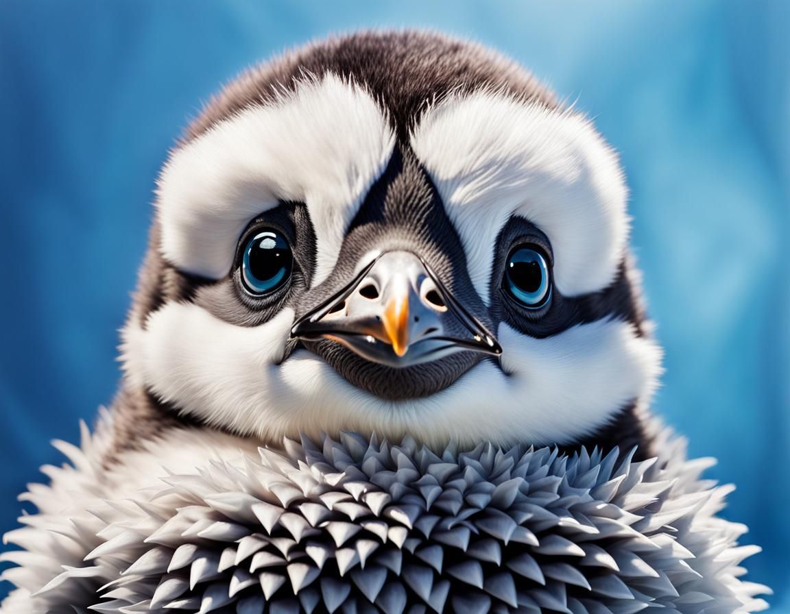 Adorable Baby Penguin Portrait in 3D Anime Style
