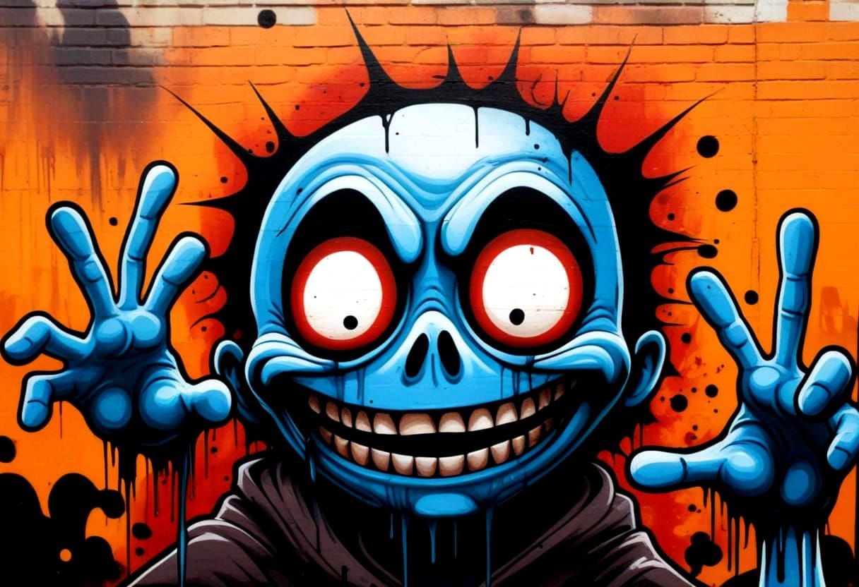 Graffiti Horror Cartoon in Vibrant Street Art Style