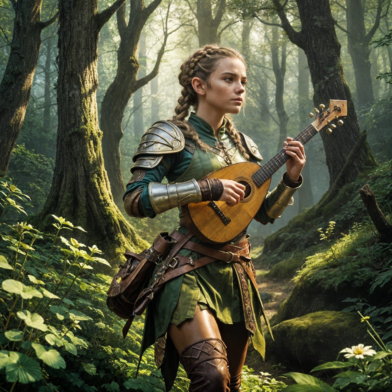 Halfling Bard with Lute: Fantasy Matte Painting